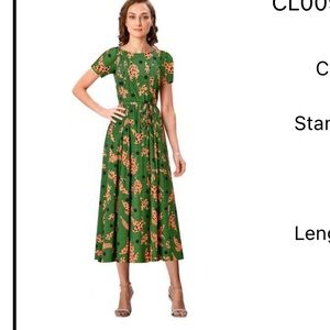 Pleat front floral dot print crepe maxi dress